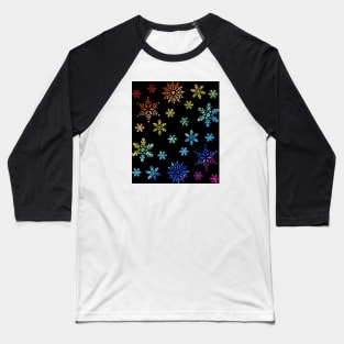 Rainbow Snowflakes Glitter Baseball T-Shirt